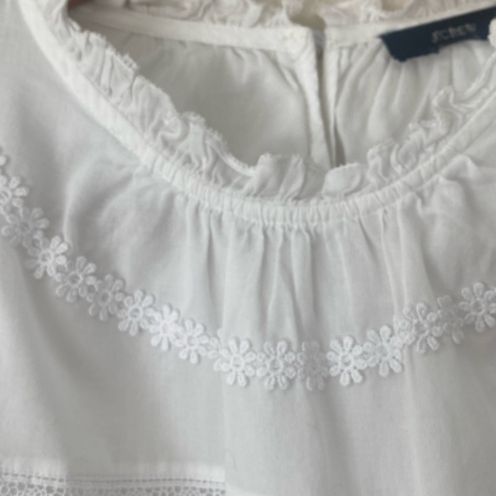J.Crew Women’s Daisy Chain White Peplum Short Puff Sleeve Top Size Medium - Picture 2 of 14